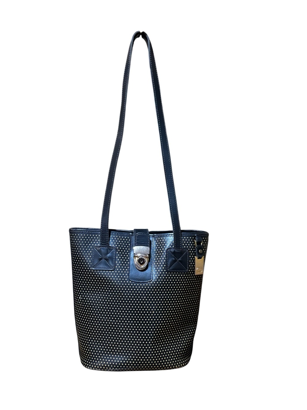 Dooney & Bourke Black Yellow Cabrio Leather Bucket Bag Purse Shoulder Bag